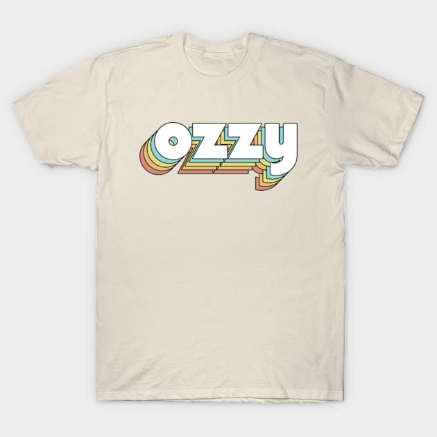 Ozzy - Retro Rainbow Typography Faded Style T-Shirt by Paxnotods